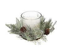 Feeric Christmas - Candela bianca profumata centrotavola vaso di vetro con decorazione fogliame 210 G