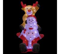 Feeric Lights & Christmas - Babbo Natale e Pupazzo di Neve Luminoso Esterno h58 cm 60 LED + trasfo