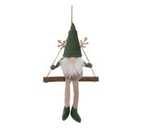 FEERIC LIGHTS & CHRISTMAS - Dondolo in tessuto gnomo h.16cm verde