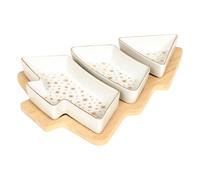 FEERIC LIGHTS & CHRISTMAS - Set da aperitivo da 4 Pezzi con Vassoio in Abete Dorato