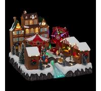 FEERIC LIGHTS & CHRISTMAS - Villaggio di Natale animato mercatino/Musical 56 LED + transfo