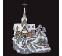 FEERIC LIGHTS & CHRISTMAS - Villaggio di Natale chiesa del villaggio animato 9 LED + transfo