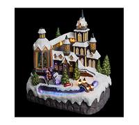 FEERIC Lights & Christmas - Villaggio di Natale Chiesa e Fiume Animato 8 LED + transfo