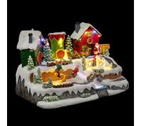 FEERIC LIGHTS & CHRISTMAS Villaggio di Natale folletti Giocatori e Babbo Natale animato/Musical 13 LED + Transfo