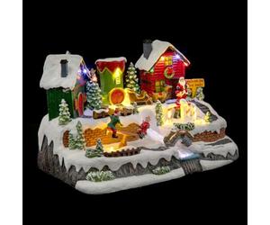 FEERIC LIGHTS & CHRISTMAS Villaggio di Natale folletti Giocatori e Babbo Natale animato/Musical 13 LED + Transfo