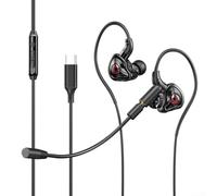 Feeshoppher Auricolari da gioco cablati con microfono staccabile con tecnologia HiFi Deep Bass Sound Cancelling Technology In-Ear Design driver 10 mm Multi Function Wire Control 3,5 mm A (USB C)