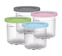 Feeshoppher Bicchieri per gelato per serie NC300s e NC299AM, ciotole da dessert in plastica e silicone per dolcetti, snack e sorbetti, set di 4 pezzi, grigio, rosa e verde, adatti per crema