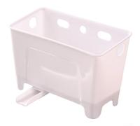 Feeshoppher Cestino per lavello da cucina, in plastica ABS, triangolare, per la gestione efficiente dei rifiuti e la pulizia di frutta e verdura, con spazio per spugne e strumenti di pulizia (bianco)