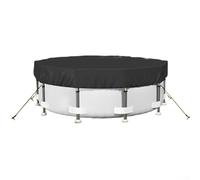 Feeshoppher Copertura rotonda per piscina fuori terra, in tessuto Oxford 420D, con cinghie antivento e chiodi, per piscine all'aperto, protezione dai detriti dalle foglie, nera, 2,4 m, 3 m, 3,7 m, 4,3