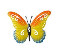 Feeshoppher Farfalla decorativa da parete in metallo, ferro colorato per interni ed esterni, recinto, cortile, arte vivace, ornamento da appendere 23,7 x 7,8 cm (blu)
