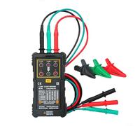 Feeshoppher Indicatore di rotazione fase motore PM5900 tester trifase per controlli di cablaggio e rilevamento della direzione del motore con segnali visivi a LED, cavi a clip a coccodrillo e