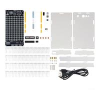 Feeshoppher Kit elettronico fai da te con spettro musicale a LED attivato dal suono, con microfono regolabile, sensibilità, alimentazione USB, in acrilico nero, per progetti audiovisivi (kit +