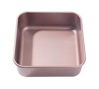 Feeshoppher Padella quadrata in carbonio per pane con bordo arrotondato e rivestimento antiaderente per torte, crostate, mousse, dessert, gelato, torte e cheesecake, portatile, oro, 15,2 cm