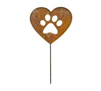 Feeshoppher Paletto da giardino a forma di cuore arrugginito, 29,5 x 51 cm, in ferro, vintage, resistente alle intemperie, decorazione artigianale in metallo per patio, balcone, vaso di fiori