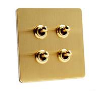 Feeshoppher Pannello in acciaio inox spazzolato oro opaco per interruttore nascosto tipo 86 con componenti in bronzo fosforoso stagno, design resistente al fuoco a prova di bambino per Ho minimalista