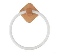 Feeshoppher Porta asciugamani da bagno a parete con base in legno e telaio in alluminio, design quadrato, finitura nera opaca, bordi lisci, struttura chiusa, asciugatura rapida, per casa, camera degli