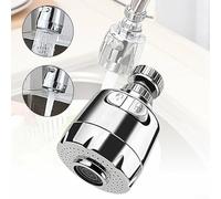 Feeshoppher Rubinetto da cucina girevole a 360 gradi Aeratore Testa di spruzzo Risparmio idrico Rubinetto per lavello Extender Dual Mode Stream e doccia Flusso regolabile Materiale ABS Argento Facile