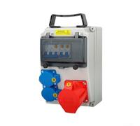 Feeshoppher Scatola di distribuzione di energia industriale impermeabile portatile con RCD e fusibile, unità mobile in plastica per cantieri, officine, giardini, uso interno ed esterno, bianco (C)