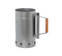 Feeshoppher Secchio di accensione per carbone con struttura in acciaio zincato e manico in legno resistente al calore, per barbecue all'aperto, con metodo di illuminazione rapido efficiente Airfl