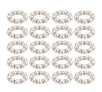 Feeshoppher Set di 20 portatovaglioli rotondi con perline bianche e strass, per matrimoni, feste, vacanze e decorazione da tavolo da pranzo, 4 cm di diametro interno