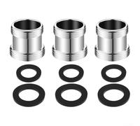 Feeshoppher Set di connettori M22 da maschio a maschio che converte il beccuccio del rubinetto con diametro interno di 22 mm in lega di rame da 24 mm, cromato con rondella in gomma a prova di perdite