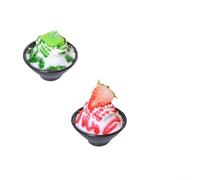 Feeshoppher Set di oggetti di scena realistici in PVC, ciotole artificiali per frullati e riso fritto, decorazione per vetrine di ristoranti, modelli di dessert finti con retro magnetico (A)