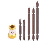 Feeshoppher Set di punte per cacciavite a croce elettrico PH2 magnetiche a doppia testa in acciaio legato teste di trapano 65 mm 100 mm 150 mm bronzo per assemblaggio domestico riparazione auto