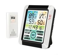 Feeshoppher Stazione meteo digitale con sensore esterno wireless grande schermo LCD a colori interno ed esterno monitor temperatura e umidità funzione sveglia funzione di memoria per Historica