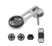 Feeshoppher Supporto di estensione per computer da bicicletta in lega di alluminio con supporto per telefono in silicone, staffa per tachimetro per Garmin, supporto per cellulare per Road Mo(A-argento