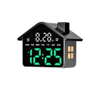 Feeshoppher Sveglia a LED con design a forma di casa, display multifunzione che mostra ora, data, giorno e sveglia, luminosità regolabile con 4 livelli, conto alla rovescia fino a 99 minuti 5 (verde)