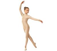 FEESHOW Bambina Abito Ballo Tutto Il Corpo Leotard Ginnastica Unitard A Maniche Lunghe Per Ragazze Corpetto Ginnastica Blu Pattinaggio Nudo 15-16 anni