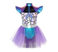 FEESHOW Bambina Costume Da Alieno Alieni Di Aliena Per Ragazze Astronauta | Unitard Con Apertura Al Collo,Vestito Tutù Maniche Ad Aletta,Sfumature Colore,Feste Compleanno Tematiche Spaziali,Festival