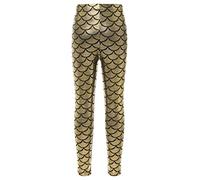 FEESHOW Bambina Sirena Pantaloni Squame di Pesce Lucenti Leggings Collant Scintillanti Carnevale Festa Discoteca Pantaloni A Matita Ghette Oro 5-6 Anni