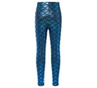 FEESHOW Bambina Sirena Pantaloni Squame di Pesce Lucenti Leggings Collant Scintillanti Carnevale Festa Discoteca Pantaloni A Matita Ghette Azzurro Chiaro 5-6 Anni