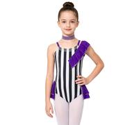 FEESHOW Bambina Unitard Ballo Righe del Direttore Circo Bambini Ringmaster Viola 5-6 Anni