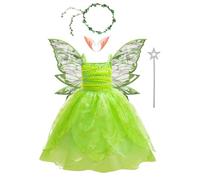 FEESHOW Bambini Costume Di Fata Elegante Per Ragazze Verde Bambine Con Ali Verde 11-13 anni
