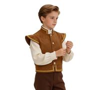 FEESHOW Bambini Gilet Steampunk Gotico Rinascimentale Ragazzi E Palazzo | Finta Pelle Scamosciata,Gilet Senza Maniche,Camicia Con Bottoni,Vestirsi,Il Carnevale,Gioco Di Ruolo,Oggetto Per Foto