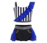 FEESHOW Bambini Spettacolo Sul Palco Del Circo Set Due Pezzi Costume Di Direttrice Del Circo Per Ragazze Lezioni Di Danza Showman Blu reale 15-16 anni