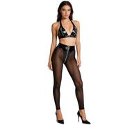 FEESHOW Donna Set Collant In Lattice Set Pezzi Costumi Feste Edm Costumi Con Pantaloni Due Pezzi Teddy Esotici Danza Hip Hop E Jazz Fitness Nero 3XL