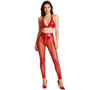 FEESHOW Donna Set Collant In Lattice Set Pezzi Costumi Feste Edm Costumi Con Pantaloni Due Pezzi Teddy Esotici Danza Hip Hop E Jazz Fitness