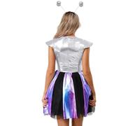 FEESHOW Donna Vestito Di Alieno Per Donne Vestito Alieno Donne Vestiti Per Il Gioco Di Ruolo Di Personaggi Spaziali Tutù Linea A Vacanze Argento L