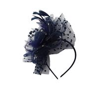 FEESHOW Fascinator Di Gala Scintillanti Cappelli A Fiore Del Kentucky Nastro Per La Testa In Rete Di Piume Ornamenti Per Il Capo Per Le Spose Per Le Donna Blu navy Taglia unica