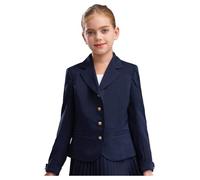 FEESHOW Giacca Elegante per Bambina Revers Giacca Abito Maniche Lunghe Trench con Tasche Laterali Giacca Formale per Bambini Primavera Autunno Blu Navy 11-12 Anni