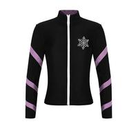 FEESHOW Giacca Termica Per Pattinaggio Artistico Su Ghiaccio Per Bambina Con Fodera In Pile Per Bambini Giacca Da Allenamento Con Colletto Alto Slim Fit Per Sport Rosa 9-10 anni