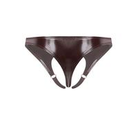 FEESHOW String Uomo Pantaloncini Trasparenti Uomo Slip T Back G String Miglioratore Nottantica con Anello Pene Glutei C Mini Perizoma Festa Rosso M