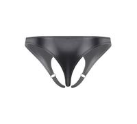 FEESHOW String Uomo Pantaloncini Trasparenti Uomo Slip T Back G String Miglioratore Nottantica con Anello Pene Glutei C Mini Perizoma Festa Grigio M