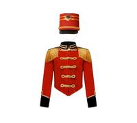 FEESHOW Uniforme Della Banda Musicale Per Bambini Completo Da Tamburo Maggiore Giacca Con Spalline E Cappello Set Per Esibizioni Di Bande Musicali Con Tamburi C Rosso 7-8 anni