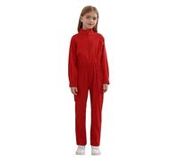 FEESHOW Unisex Tuta Da Lavoro Per Bambini Manica Lunga Tuta Idraulico Meccanico Con Fascia Elastica In Vita Monopezzo Abbigliamento Da Lavoro Rosso 11-12 anni
