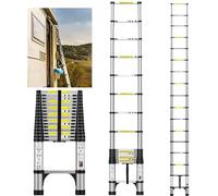 FEETE Scala telescopica da 16,5 m, scala estensibile leggera in alluminio con piedini antiscivolo, scala portatile per mansarda, scala pieghevole resistente per camper, casa, lavoro all'aperto,