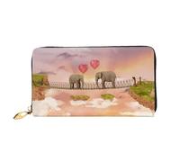 FEETOX Elefante Su Un Ponte Lungo Pochette Portafoglio In Pelle Borse Frizione Portafogli In Pelle Moda Moneybag Lungo Bifold In Pelle Billfold, Nero , Taglia unica